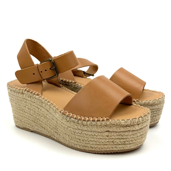 Soludos Sandals Minorca Platform Leather Espadrille Wedge Nude Tan Buckle Sz 8 - Picture 2 of 15